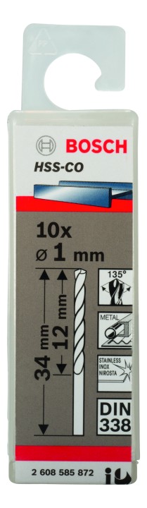 10 Forets HSS-Co PRO Inox 1x12