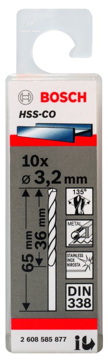 10 Forets HSS-Co PRO Inox 3.2x
