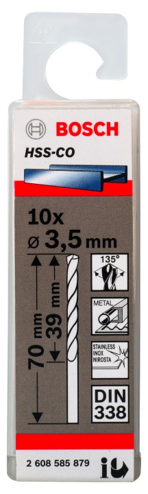 10 Forets HSS-Co PRO Inox 3.5x