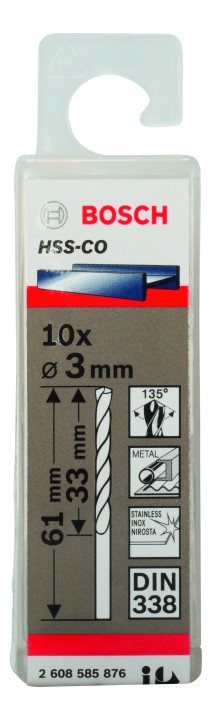 10 Forets HSS-Co PRO Inox 3x33