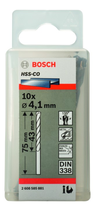 10 Forets HSS-Co PRO Inox 4.1x