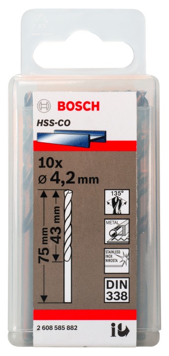 10 Forets HSS-Co PRO Inox 4.2x
