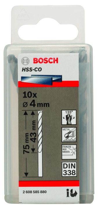 10 Forets HSS-Co PRO Inox 4x43