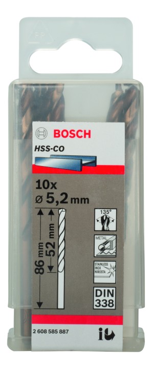 10 Forets HSS-Co PRO Inox 5.2x