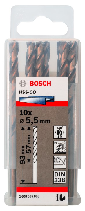 10 Forets HSS-Co PRO Inox 5.5x