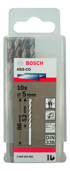 10 Forets HSS-Co PRO Inox 5x52