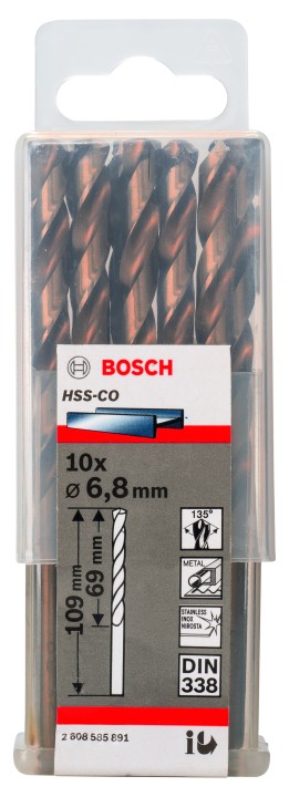 10 Forets HSS-Co PRO Inox 6.8x