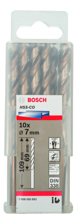10 Forets HSS-Co PRO Inox 7x69