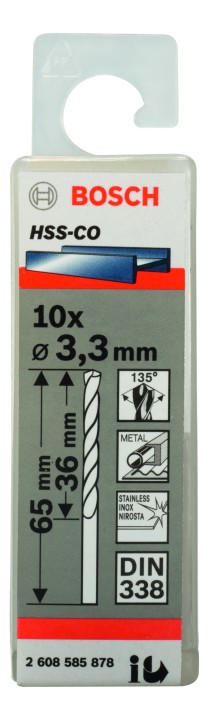 10 Forets HSS-Co PRO Inox3.3x3