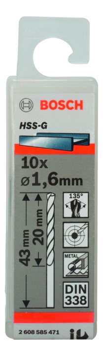 10 Forets HSS-G PRO Métal1.6x2