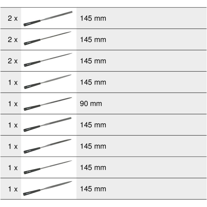 12 limes à aiguilles, L.145mm