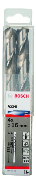4 Forets HSS-G PRO Métal 16x12