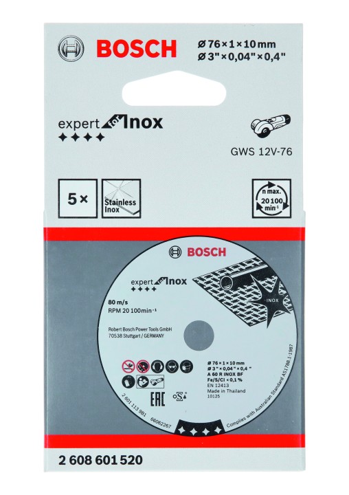 5 Disques PRO Métal Inox 76x1x