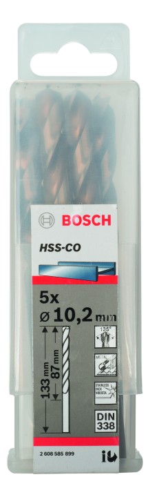 5 Forets HSS-Co PRO Inox 10.2x