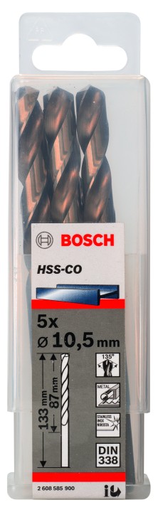 5 Forets HSS-Co PRO Inox 10.5x
