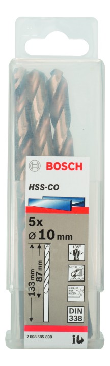 5 Forets HSS-Co PRO Inox 10x87