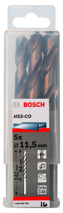 5 Forets HSS-Co PRO Inox 11.5x