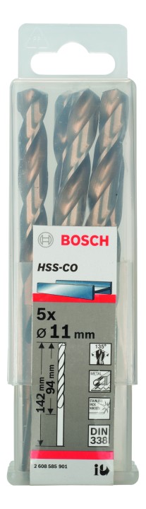 5 Forets HSS-Co PRO Inox 11x94
