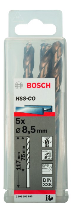 5 Forets HSS-Co PRO Inox 8.5x7