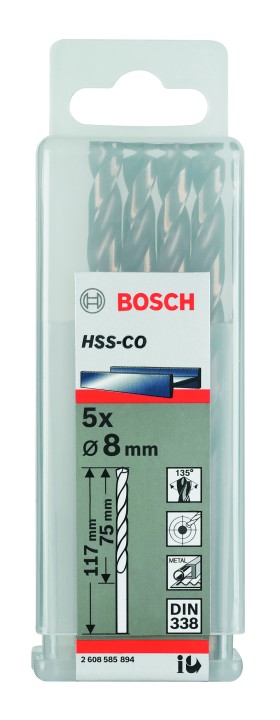 5 Forets HSS-Co PRO Inox 9.9x8