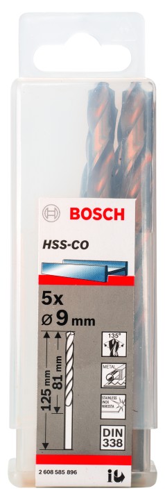 5 Forets HSS-Co PRO Inox 9x81x