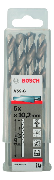 5 Forets HSS-G PRO Métal 10.2x