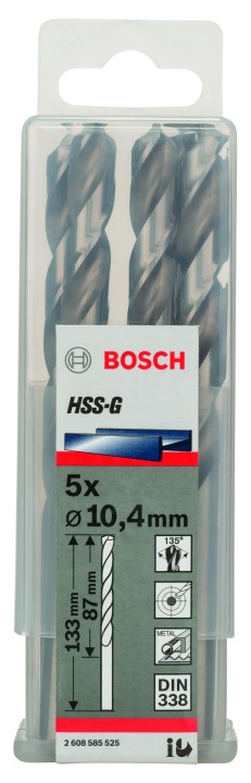 5 Forets HSS-G PRO Métal 10.4x