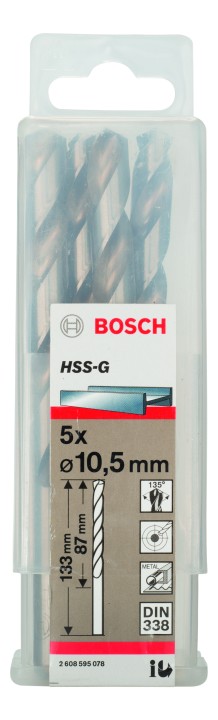5 Forets HSS-G PRO Métal 10.5x
