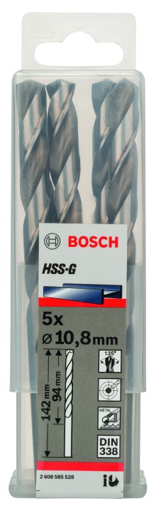 5 Forets HSS-G PRO Métal 10.8x