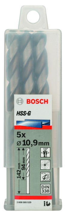 5 Forets HSS-G PRO Métal 10.9x