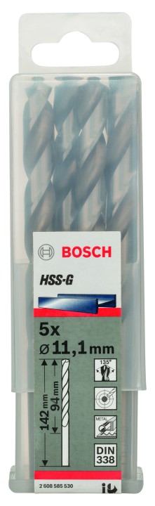 5 Forets HSS-G PRO Métal 11.1x