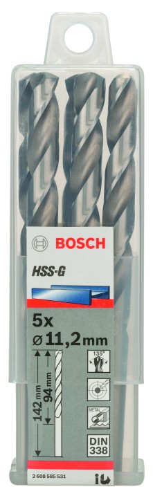 5 Forets HSS-G PRO Métal 11.2x