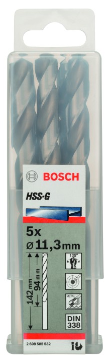 5 Forets HSS-G PRO Métal 11.3x