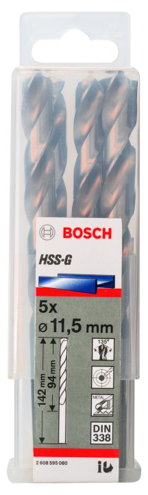 5 Forets HSS-G PRO Métal 11.5x