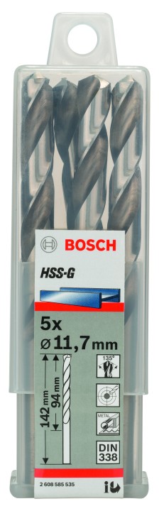 5 Forets HSS-G PRO Métal 11.7x
