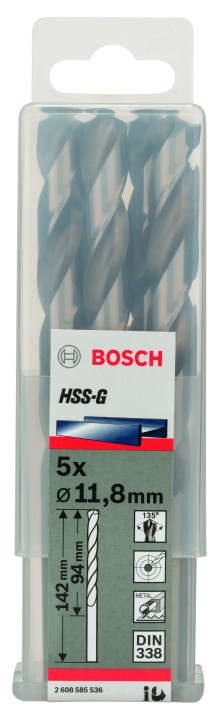 5 Forets HSS-G PRO Métal 11.8x