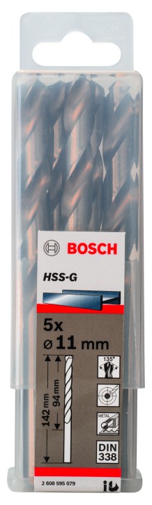 5 Forets HSS-G PRO Métal 11x94