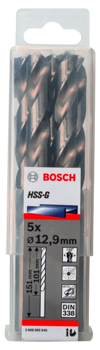 5 Forets HSS-G PRO Métal 12.9x