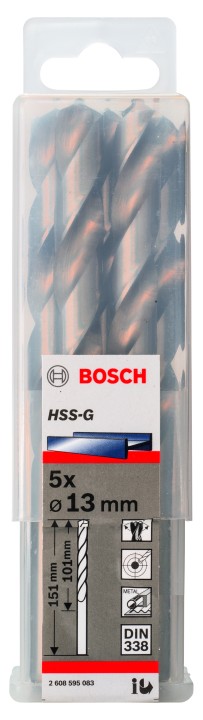 5 Forets HSS-G PRO Métal 13x10