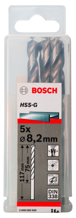 5 Forets HSS-G PRO Métal 8.2x7