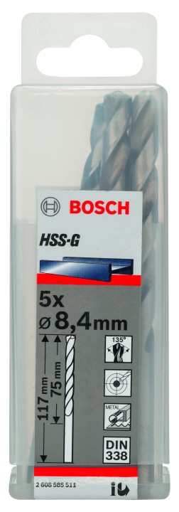 5 Forets HSS-G PRO Métal 8.4x7