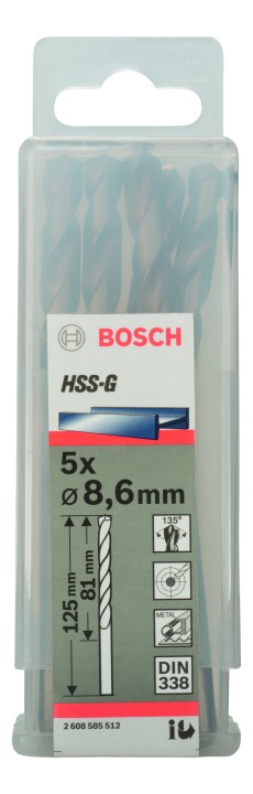 5 Forets HSS-G PRO Métal 8.6x8