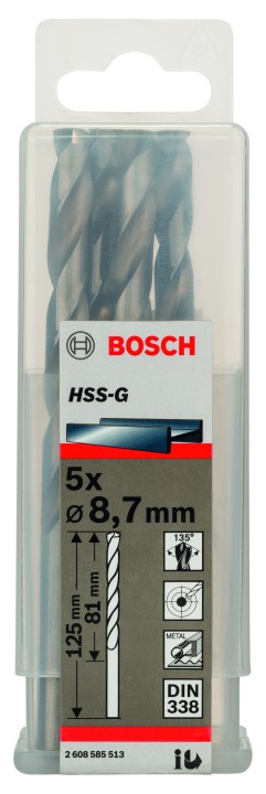 5 Forets HSS-G PRO Métal 8.7x8