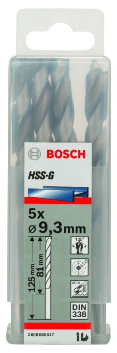 5 Forets HSS-G PRO Métal 9.3x8