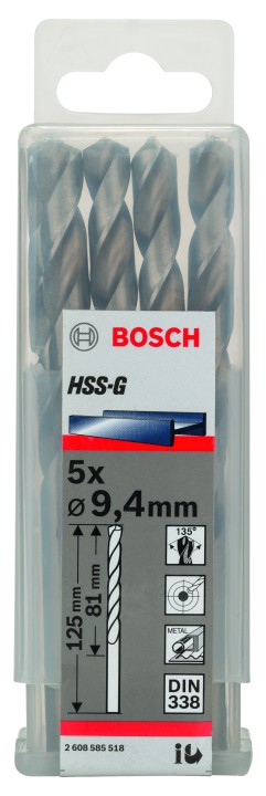 5 Forets HSS-G PRO Métal 9.4x8