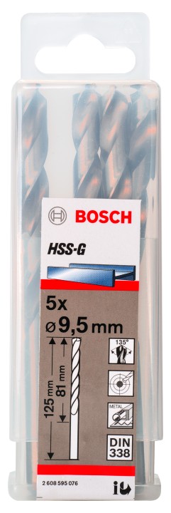 5 Forets HSS-G PRO Métal 9.5x8