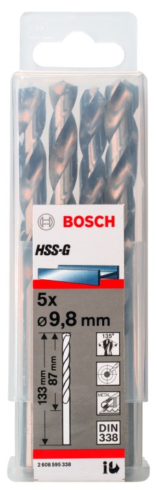 5 Forets HSS-G PRO Métal 9.8x8