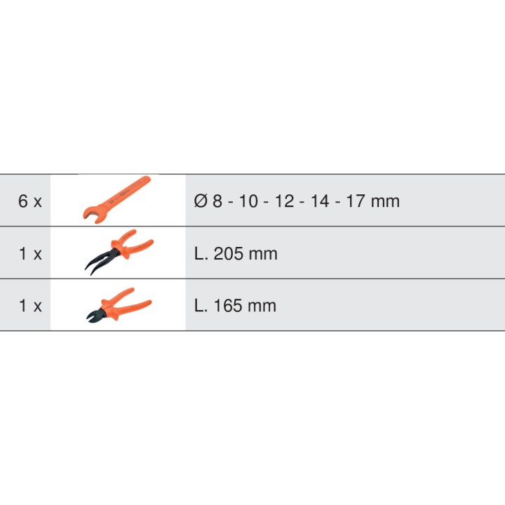 6 clés fourche +2 pinces 1000V