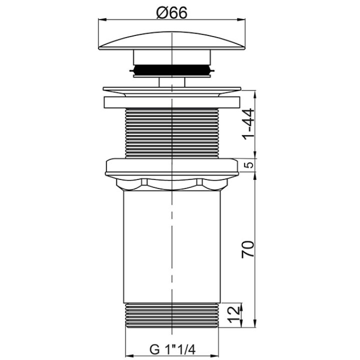 BONDE DE LAVABO QUICK-CLAC EN LAIITON AVEC CORPS DE BONDE LONG