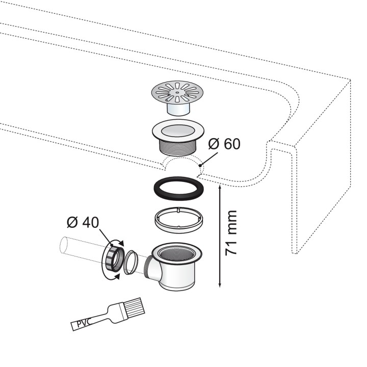 BONDE DOUCHE D60 HORZTL SP405